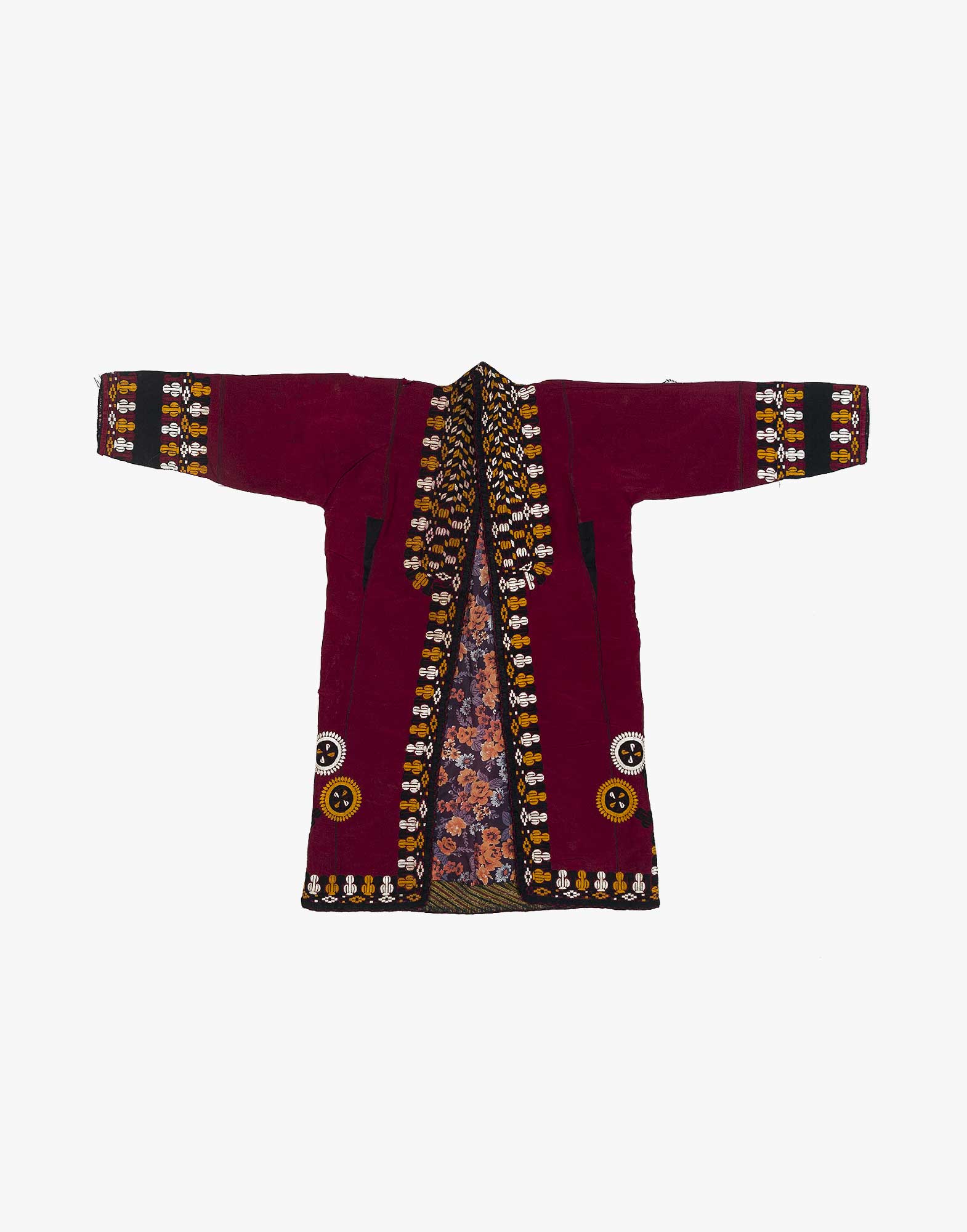 Central Asian Turcoman Silk And Cotton Kaftan Robe