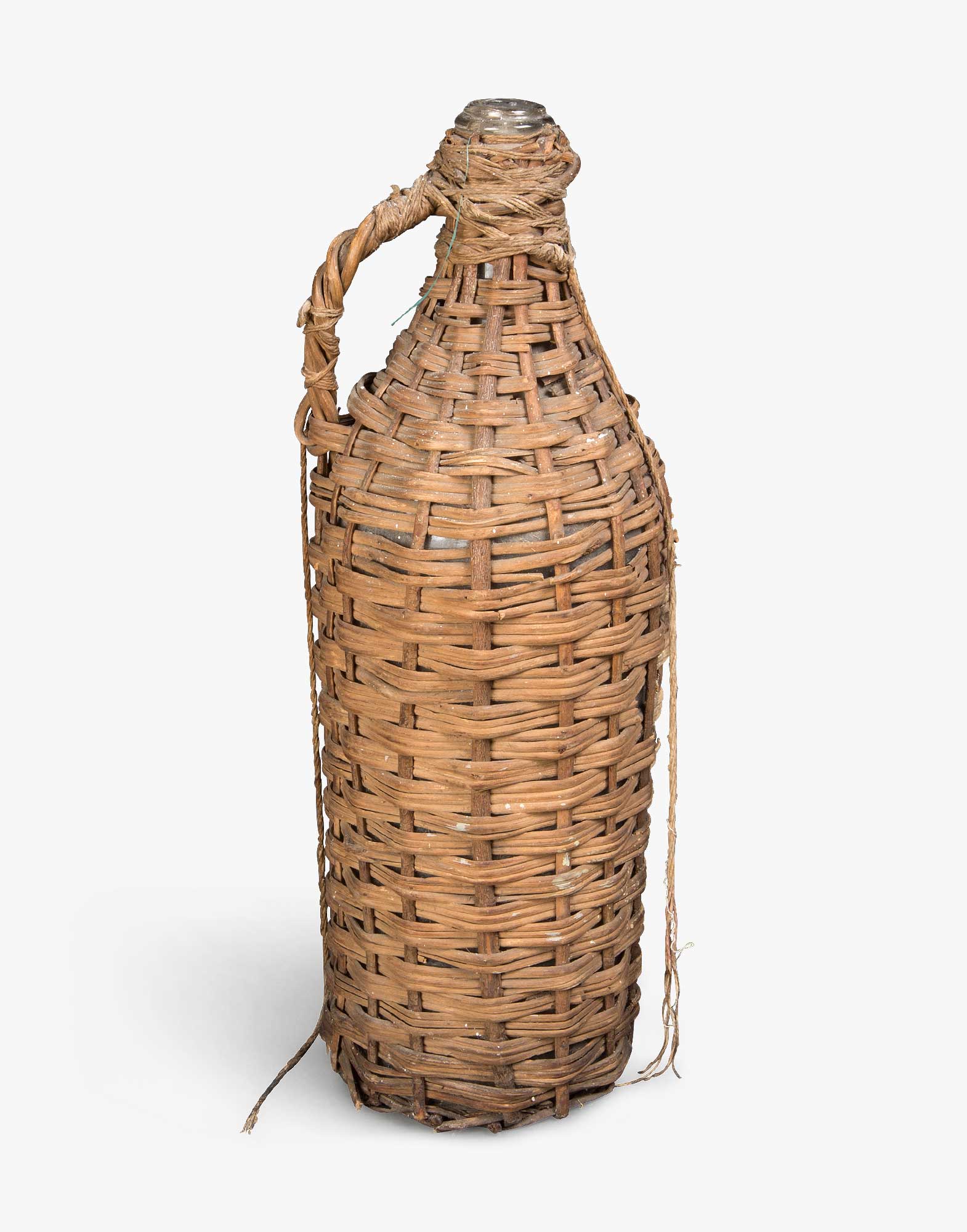 Antique Olive Oil Bottle With Wicker Casing