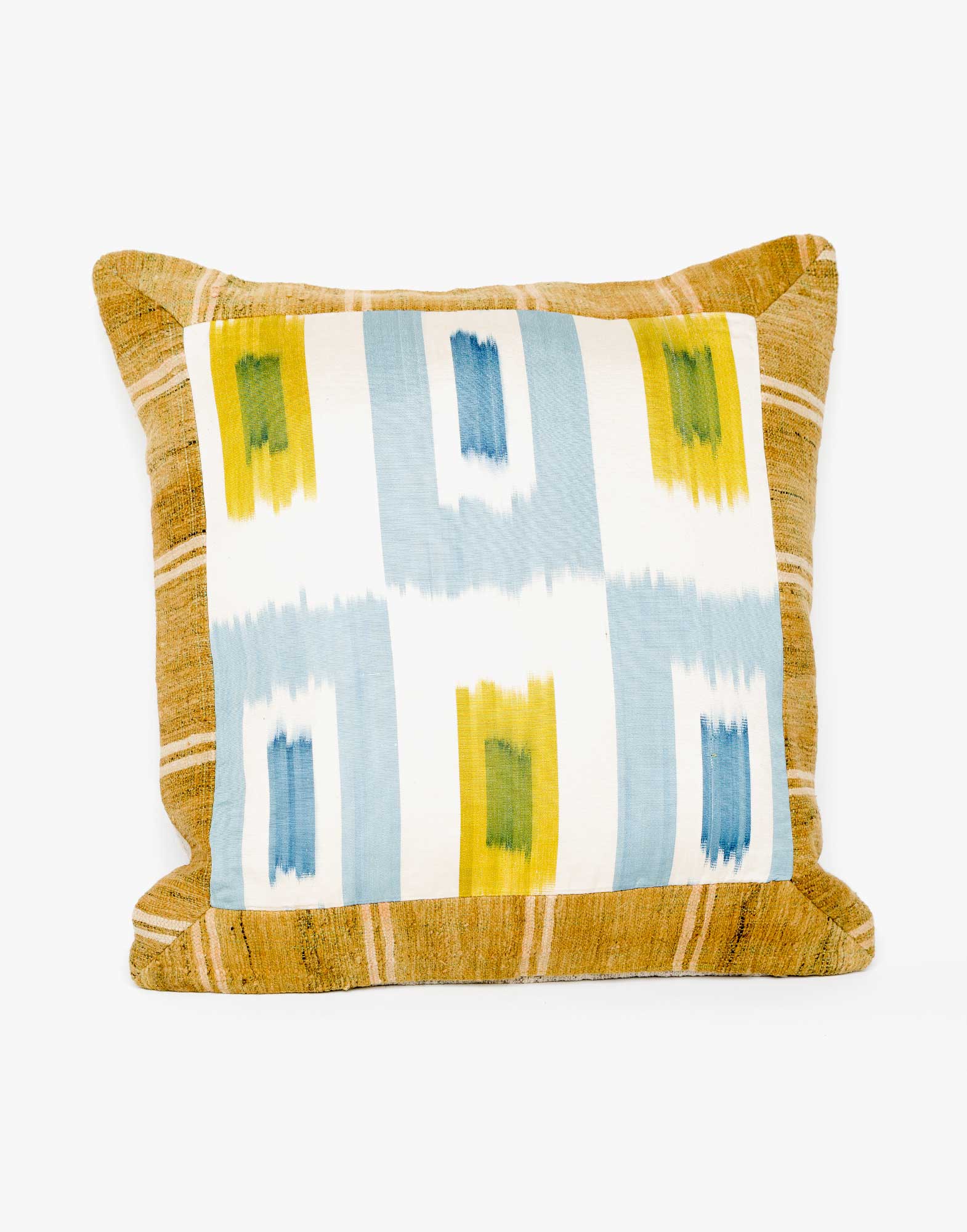 Handwoven Vintage Kilim and Ikat Patchwork Pillow