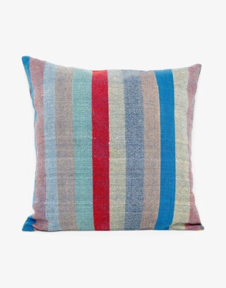 Handwoven Vintage Kilim and Ikat Patchwork Pillow