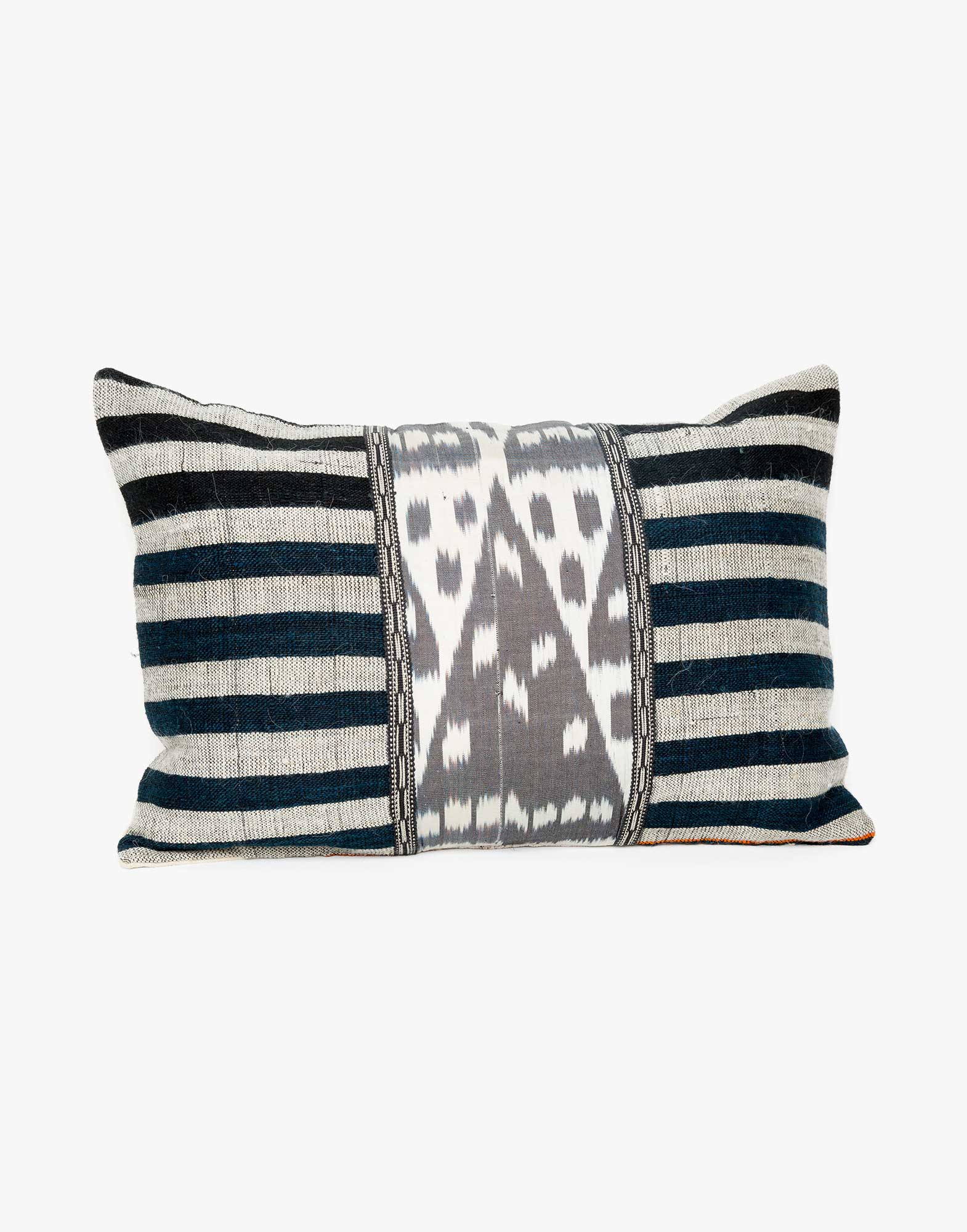 Handwoven Vintage Kilim and Ikat Patchwork Pillow