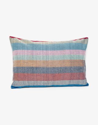 Handwoven Vintage Kilim and Ikat Patchwork Pillow