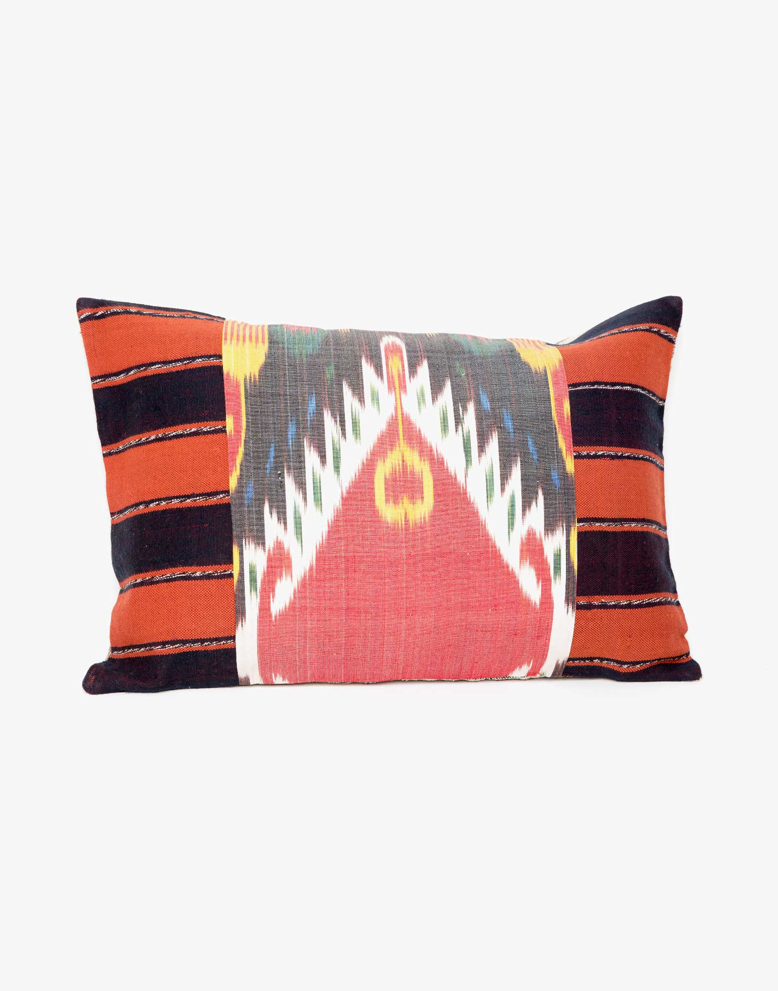 Handwoven Vintage Kilim and Ikat Patchwork Pillow