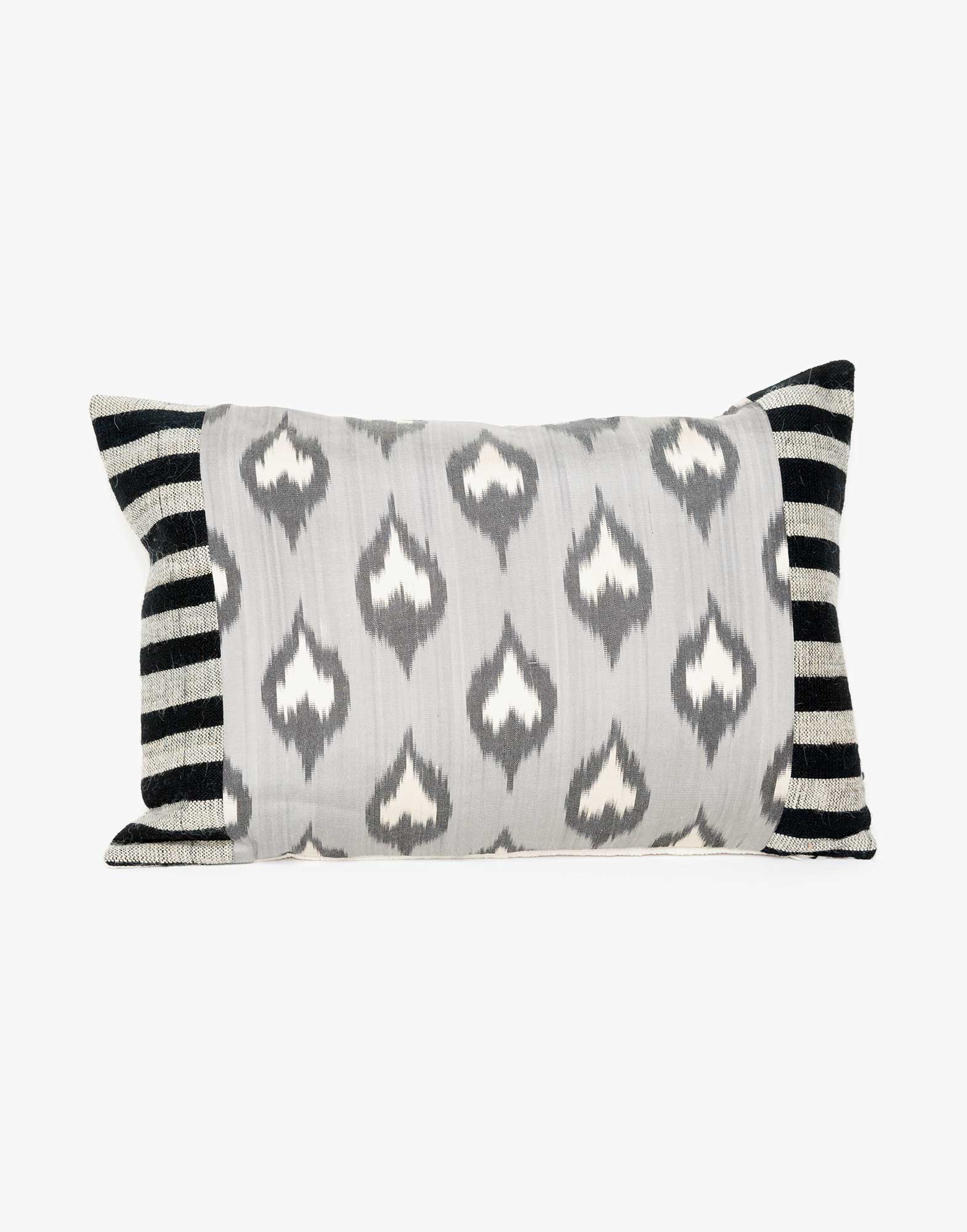 Handwoven Vintage Kilim and Ikat Patchwork Pillow