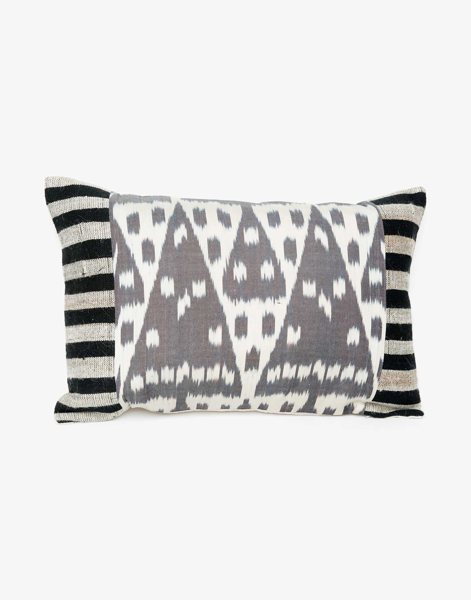 Handwoven Vintage Kilim and Ikat Patchwork Pillow