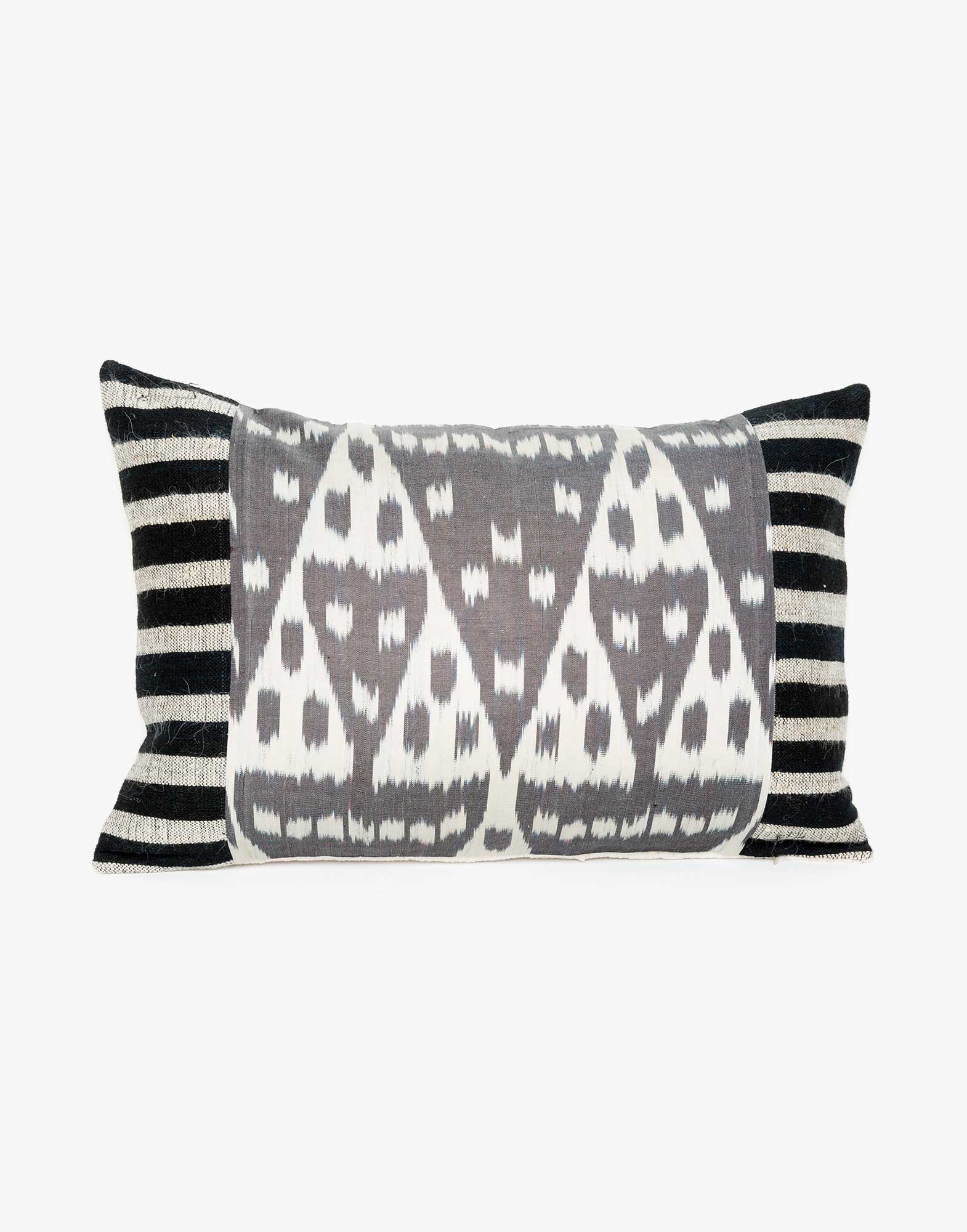 Handwoven Vintage Kilim and Ikat Patchwork Pillow