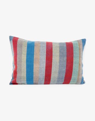 Handwoven Vintage Kilim and Ikat Patchwork Pillow