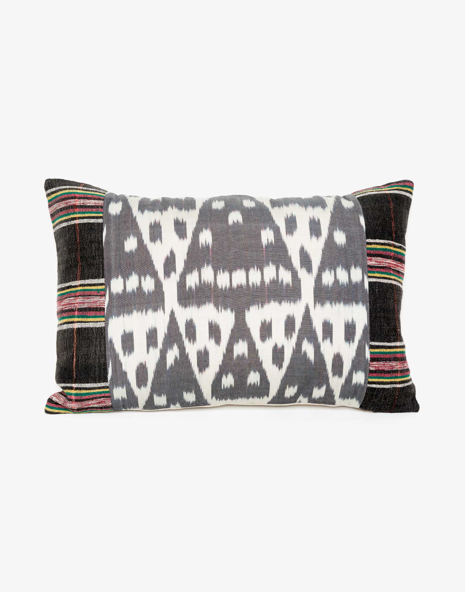 Handwoven Vintage Kilim and Ikat Patchwork Pillow