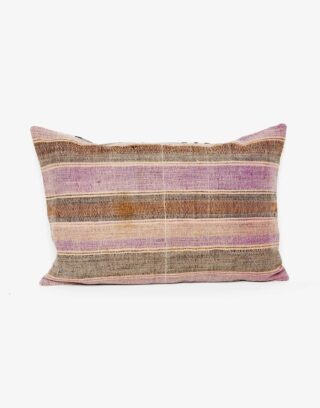 Handwoven Vintage Kilim and Ikat Patchwork Pillow