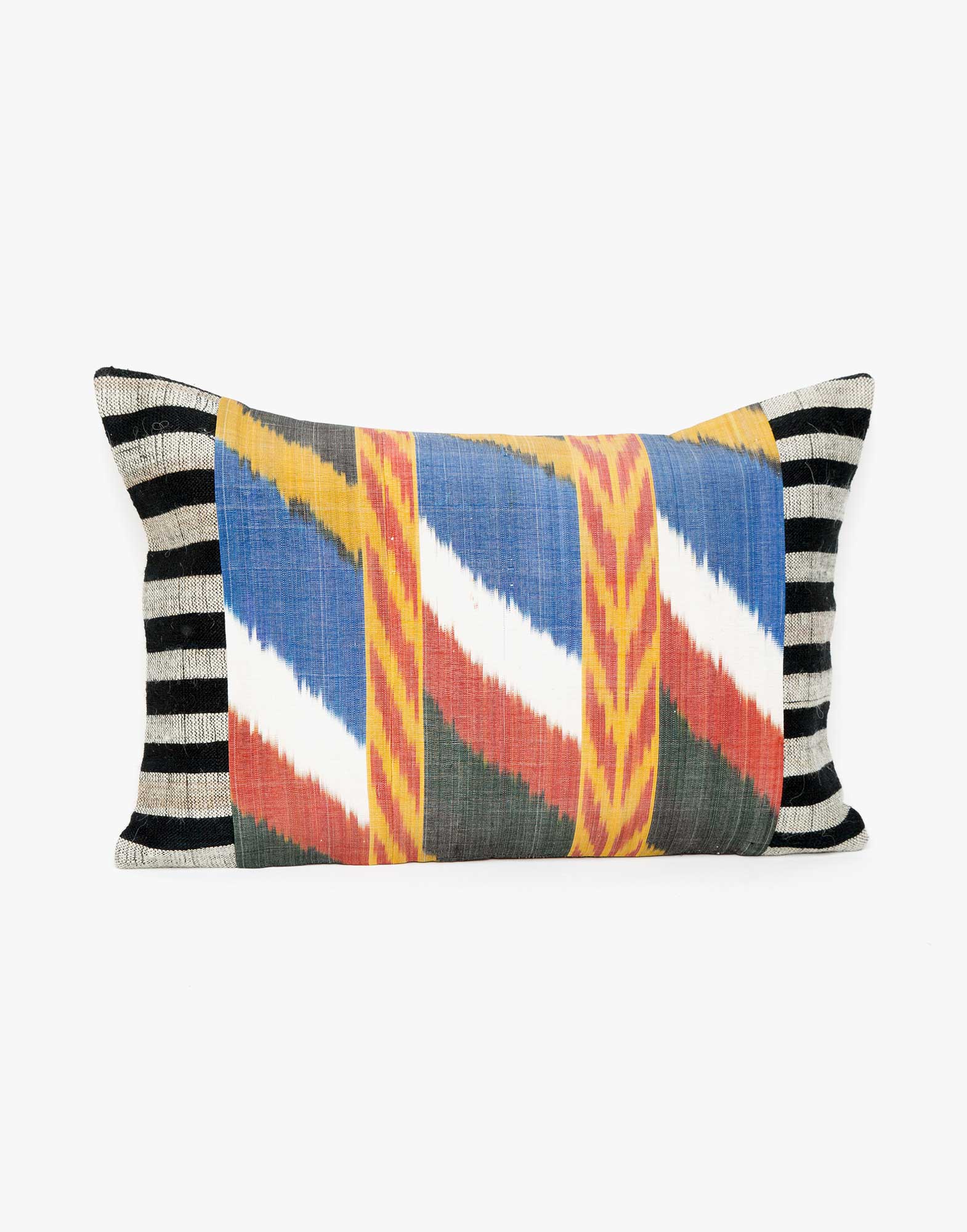 Handwoven Vintage Kilim and Ikat Patchwork Pillow