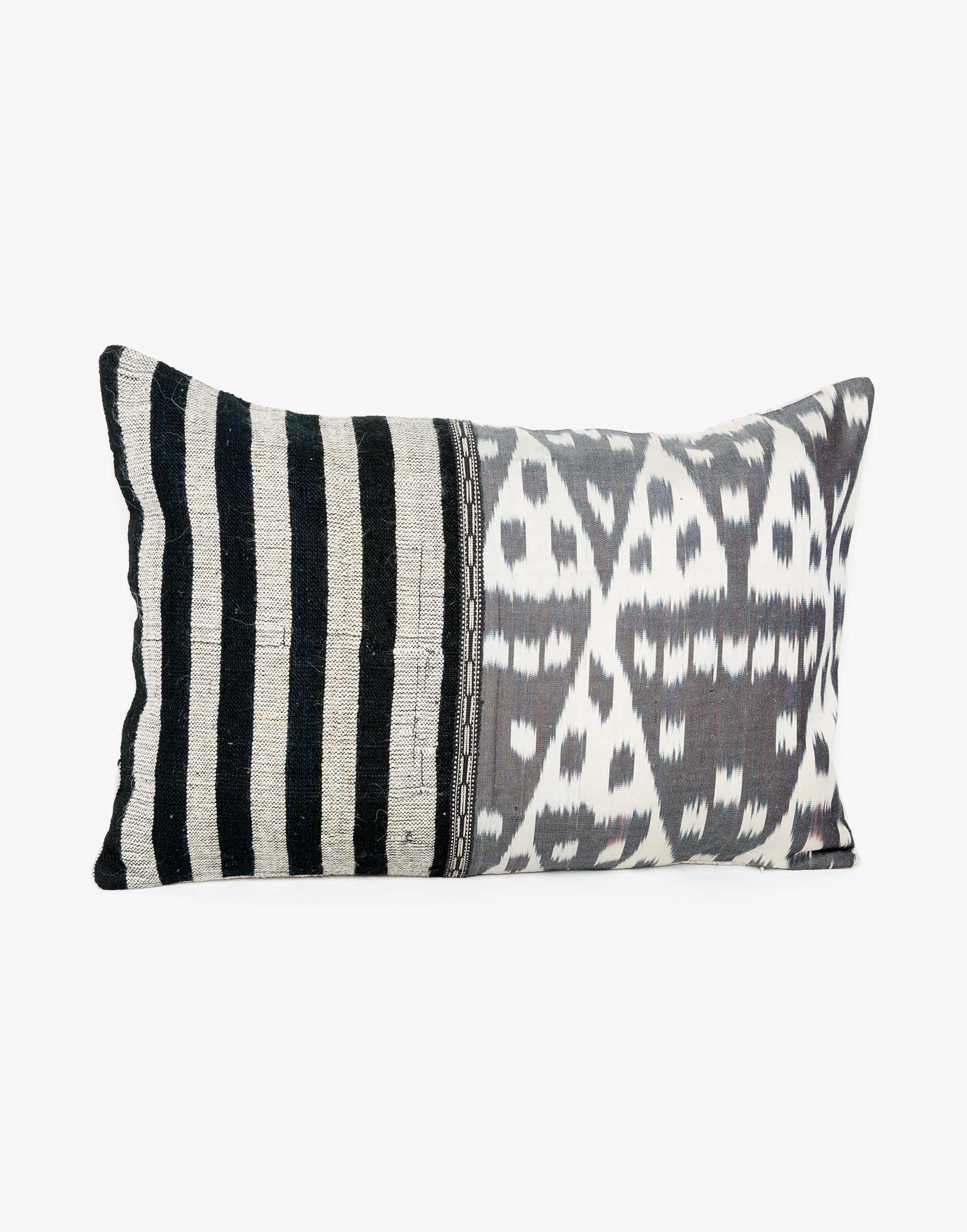 Handwoven Vintage Kilim and Ikat Patchwork Pillow