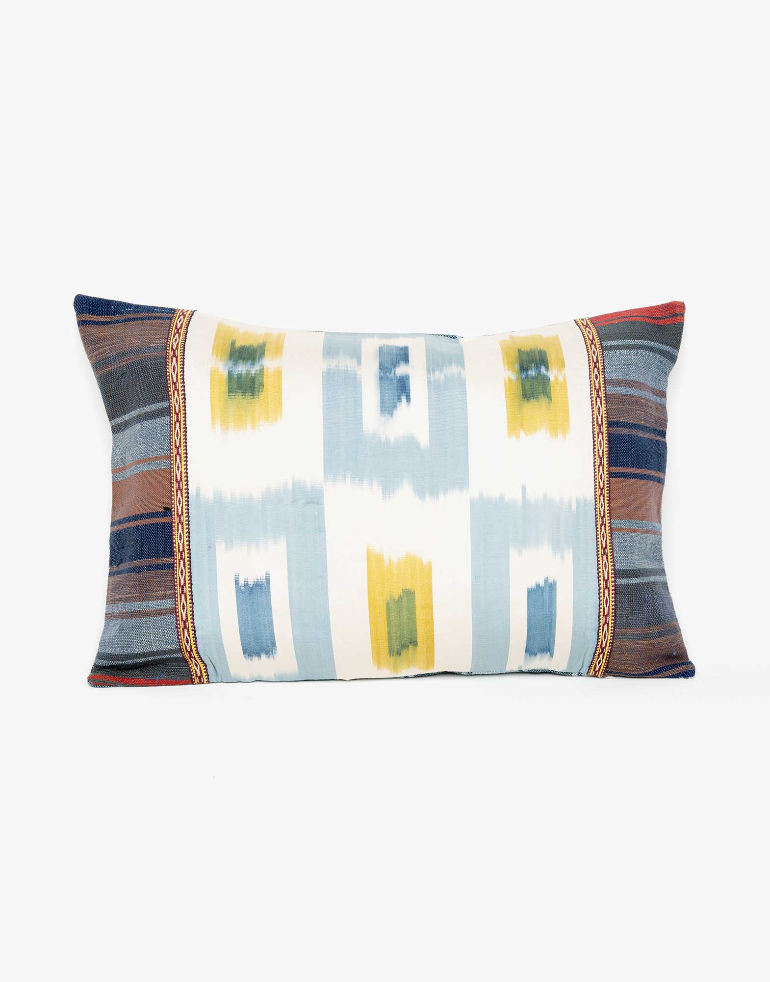 Handwoven Vintage Kilim and Ikat Patchwork Pillow