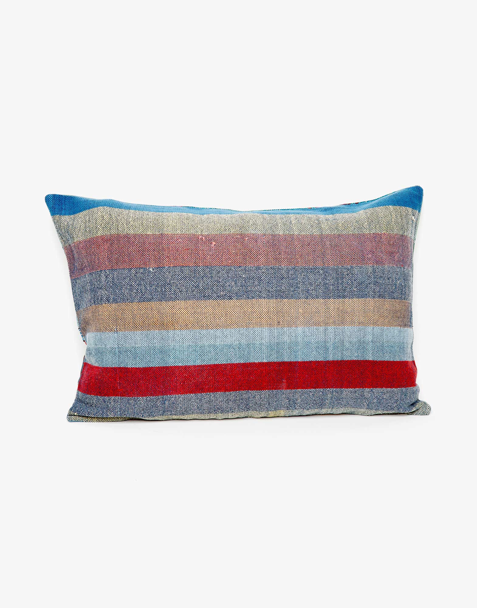 Handwoven Vintage Kilim and Ikat Patchwork Pillow