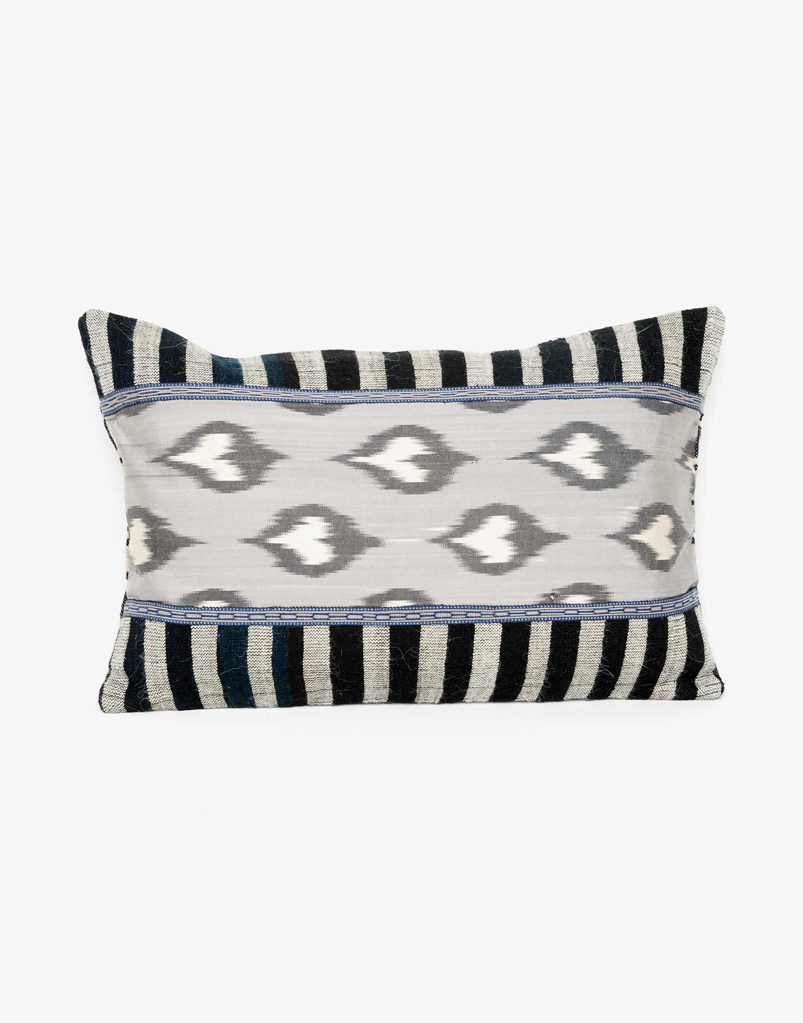 Handwoven Vintage Kilim and Ikat Patchwork Pillow