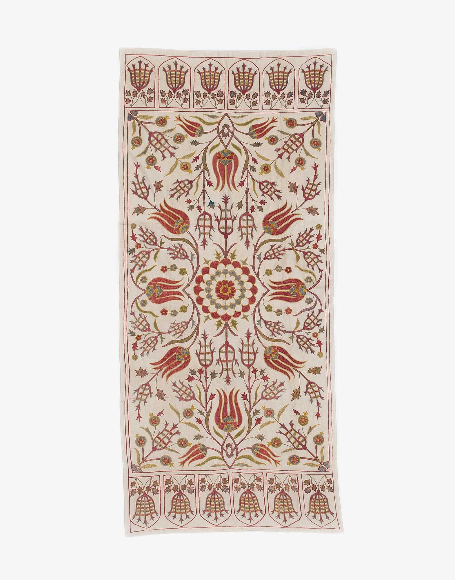 Uzbek Suzani Embroidered Silk Textile